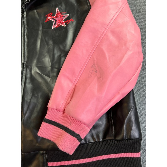 Betty Boop Varsity Jacket Men 3XL Black Pink Faux Leather Excelled Bomber Zip Up - Picture 7 of 13